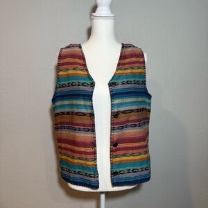 Willow Ridge VTG Western, Southwest, Aztec Designed Button Down Vest Size Large